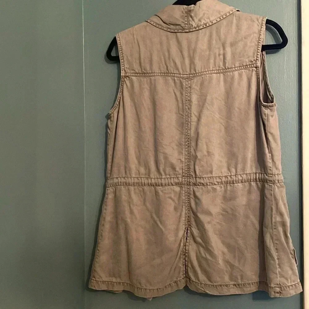 Max Jeans gray utility vest - small - pockets - drawstring at waist